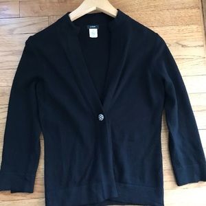 Jcrew Black Wool Cardigan with jewel button sze S